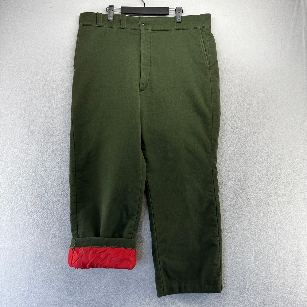Vintage Key Imperial Pants mens 40x29 Green Insulated Chino Twill Work Talon 70s